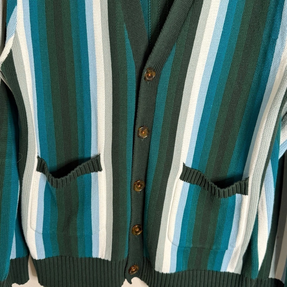 Bogey Boys Seeing Green Cardigan Size Large Holiday Golf Stripes - Picture 4 of 6